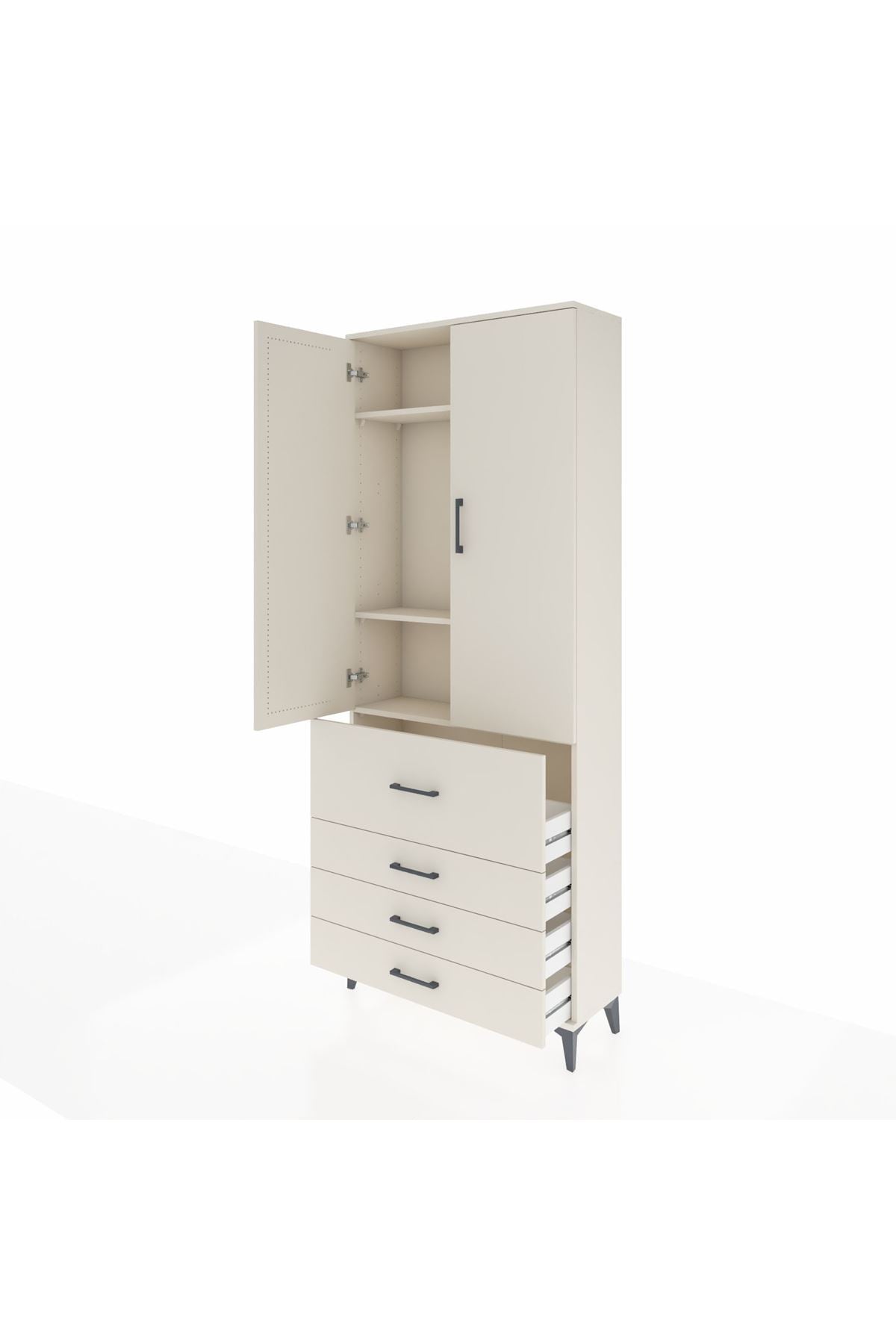 Arges Dolap 3 Raflı 4 Çekmeceli 2 Kapaklı 88x30x221 Aytaşı-Aytaşı