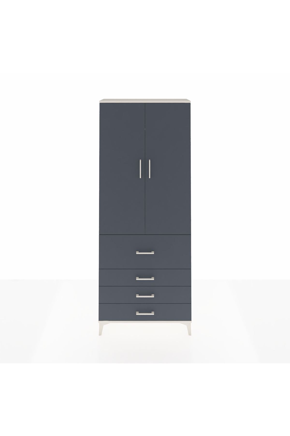 Arges Dolap 3 Raflı 4 Çekmeceli 2 Kapaklı 88x30x221 Aytaşı-Antrasit