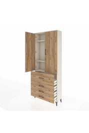 Arges Dolap 3 Raflı 4 Çekmeceli 2 Kapaklı 88x30x221 Aytaşı-Çam