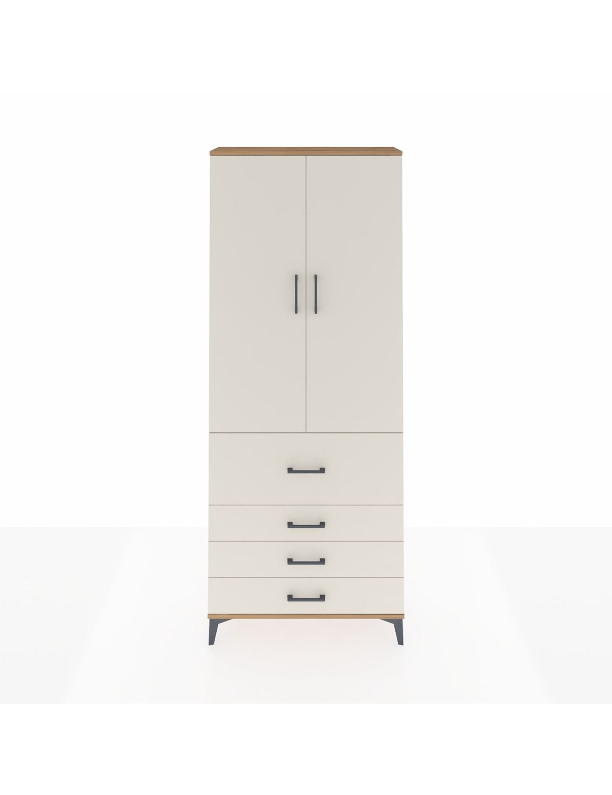 Arges Dolap 3 Raflı 4 Çekmeceli 2 Kapaklı 88x30x221 Çam-Aytaşı