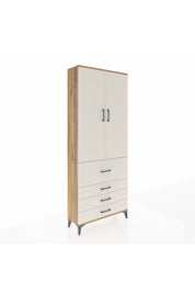 Arges Dolap 3 Raflı 4 Çekmeceli 2 Kapaklı 88x30x221 Çam-Aytaşı