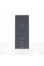 Arges Dolap 3 Raflı 4 Çekmeceli 2 Kapaklı 88x30x221 Çam-Antrasit