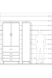Arges Dolap 3 Raflı 4 Çekmeceli 2 Kapaklı 88x30x221 Çam-Antrasit