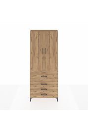 Arges Dolap 3 Raflı 4 Çekmeceli 2 Kapaklı 88x30x221 Çam-Çam