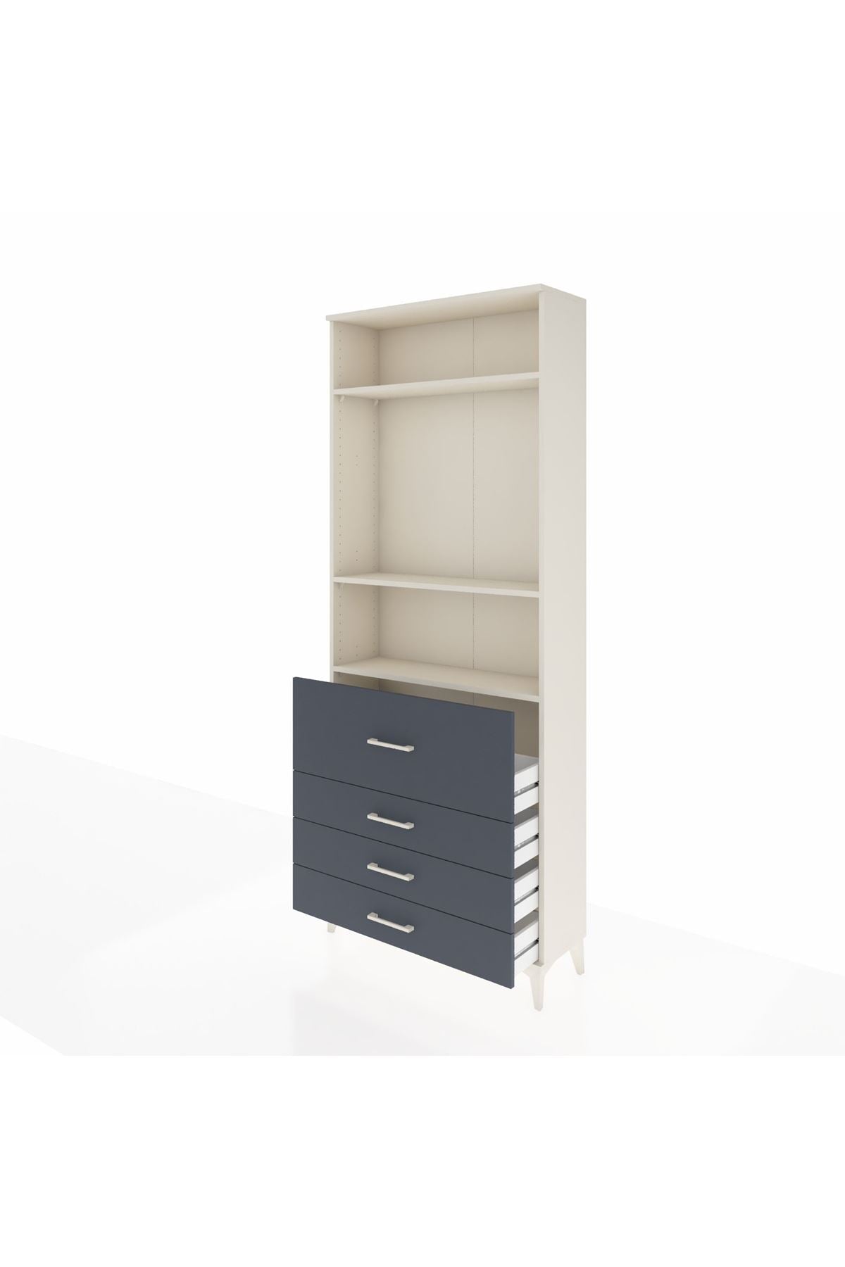 Arges Dolap 3 Raflı 4 Çekmeceli 88x30x221 Aytaşı-Antrasit