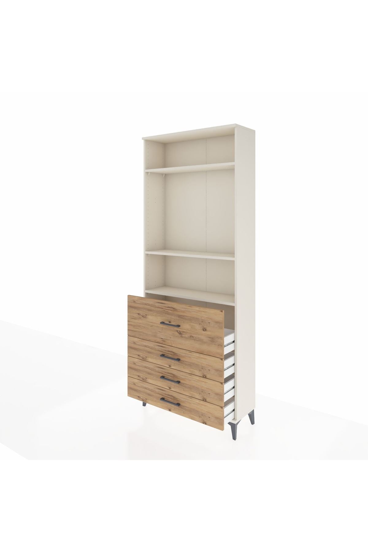 Arges Dolap 3 Raflı 4 Çekmeceli 88x30x221 Aytaşı-Çam