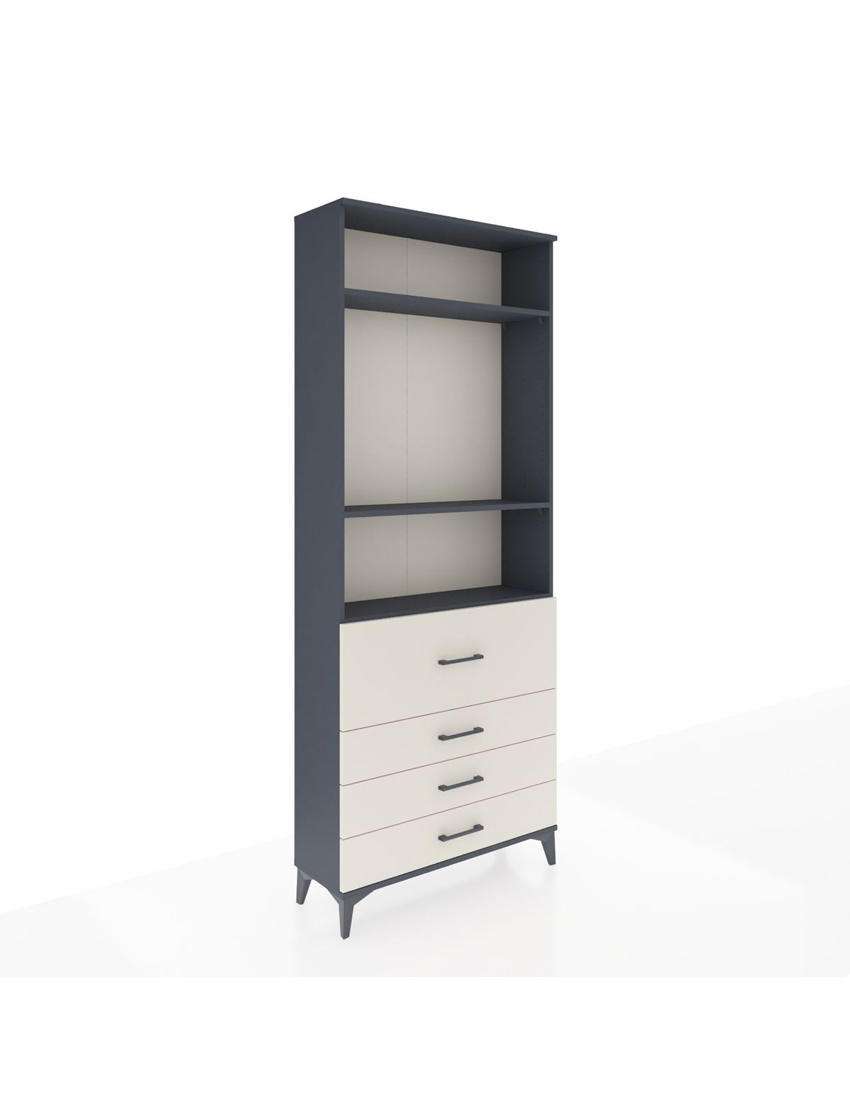 Arges Dolap 3 Raflı 4 Çekmeceli 88x30x221 Antrasit-Aytaşı