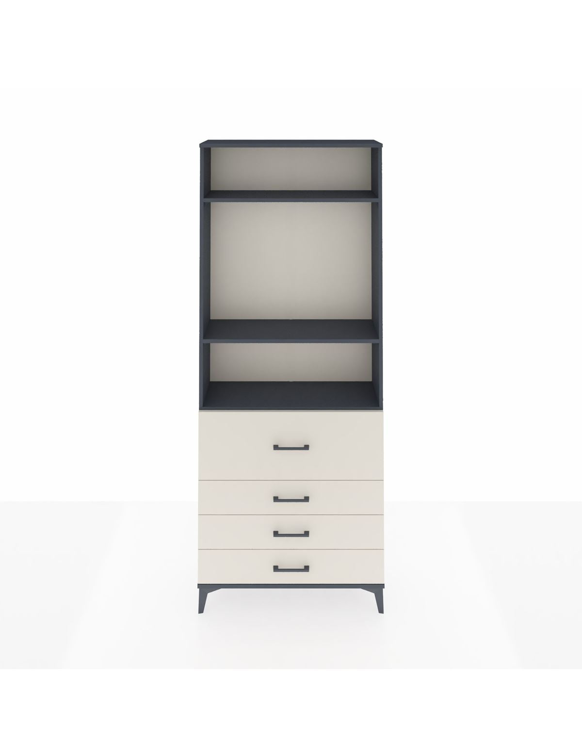 Arges Dolap 3 Raflı 4 Çekmeceli 88x30x221 Antrasit-Aytaşı