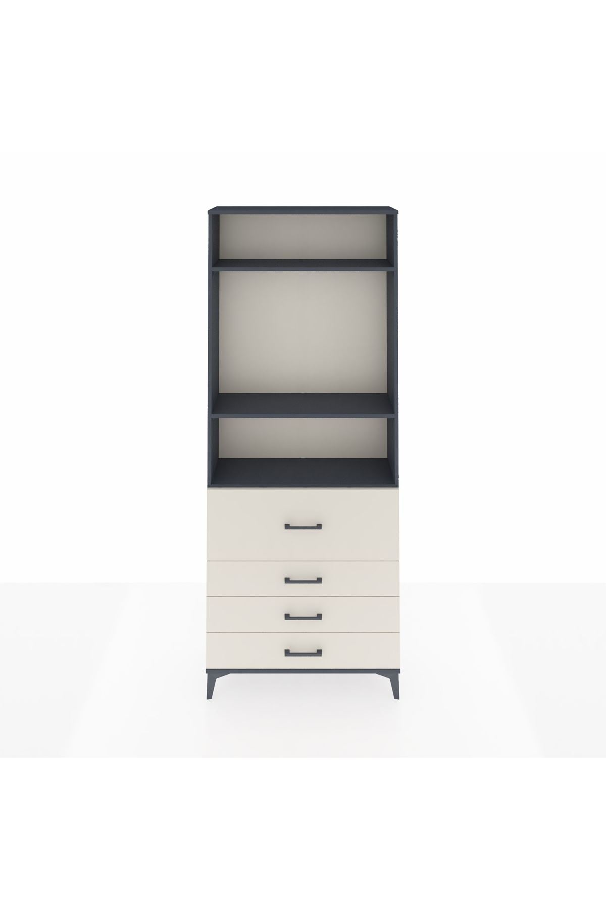 Arges Dolap 3 Raflı 4 Çekmeceli 88x30x221 Antrasit-Aytaşı