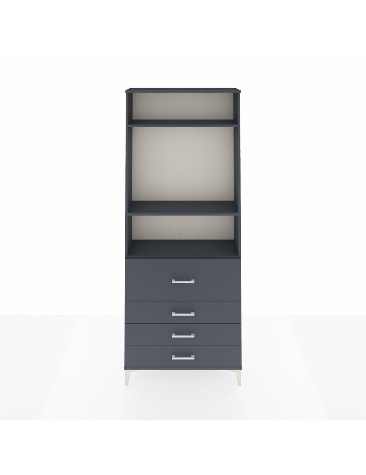 Arges Dolap 3 Raflı 4 Çekmeceli 88x30x221 Antrasit-Antrasit