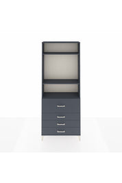 Arges Dolap 3 Raflı 4 Çekmeceli 88x30x221 Antrasit-Antrasit