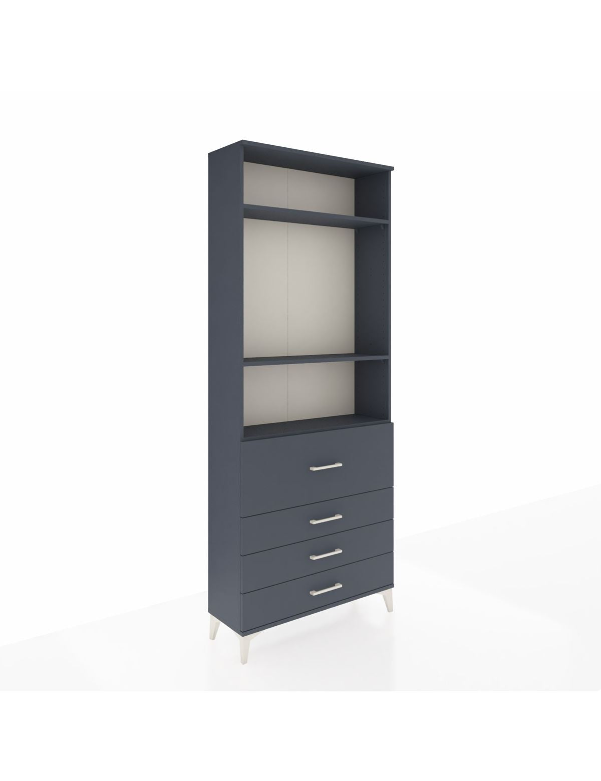 Arges Dolap 3 Raflı 4 Çekmeceli 88x30x221 Antrasit-Antrasit