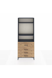 Arges Dolap 3 Raflı 4 Çekmeceli 88x30x221 Antrasit-Çam