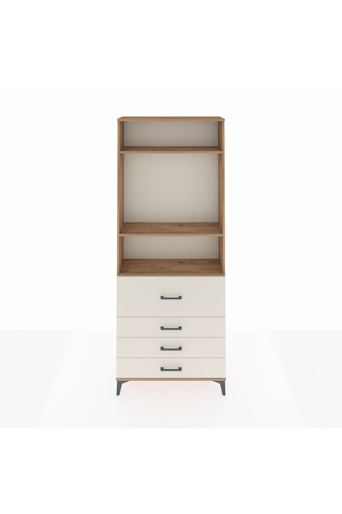 Arges Dolap 3 Raflı 4 Çekmeceli 88x30x221 Çam-Aytaşı