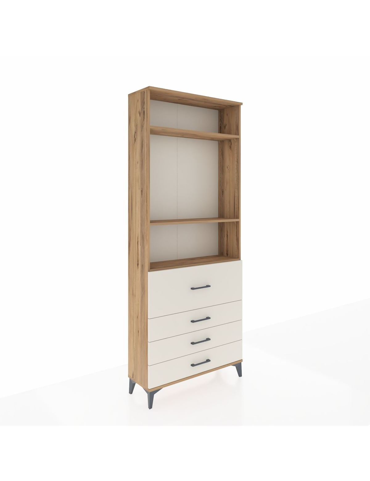 Arges Dolap 3 Raflı 4 Çekmeceli 88x30x221 Çam-Aytaşı