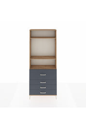 Arges Dolap 3 Raflı 4 Çekmeceli 88x30x221 Çam-Antrasit