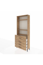 Arges Dolap 3 Raflı 4 Çekmeceli 88x30x221 Çam-Çam