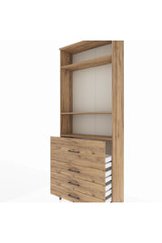 Arges Dolap 3 Raflı 4 Çekmeceli 88x30x221 Çam-Çam