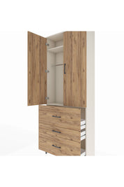 Arges Dolap 2 Raflı 3 Çekmeceli Tek Askılı 88x30x221 Aytaşı-Çam