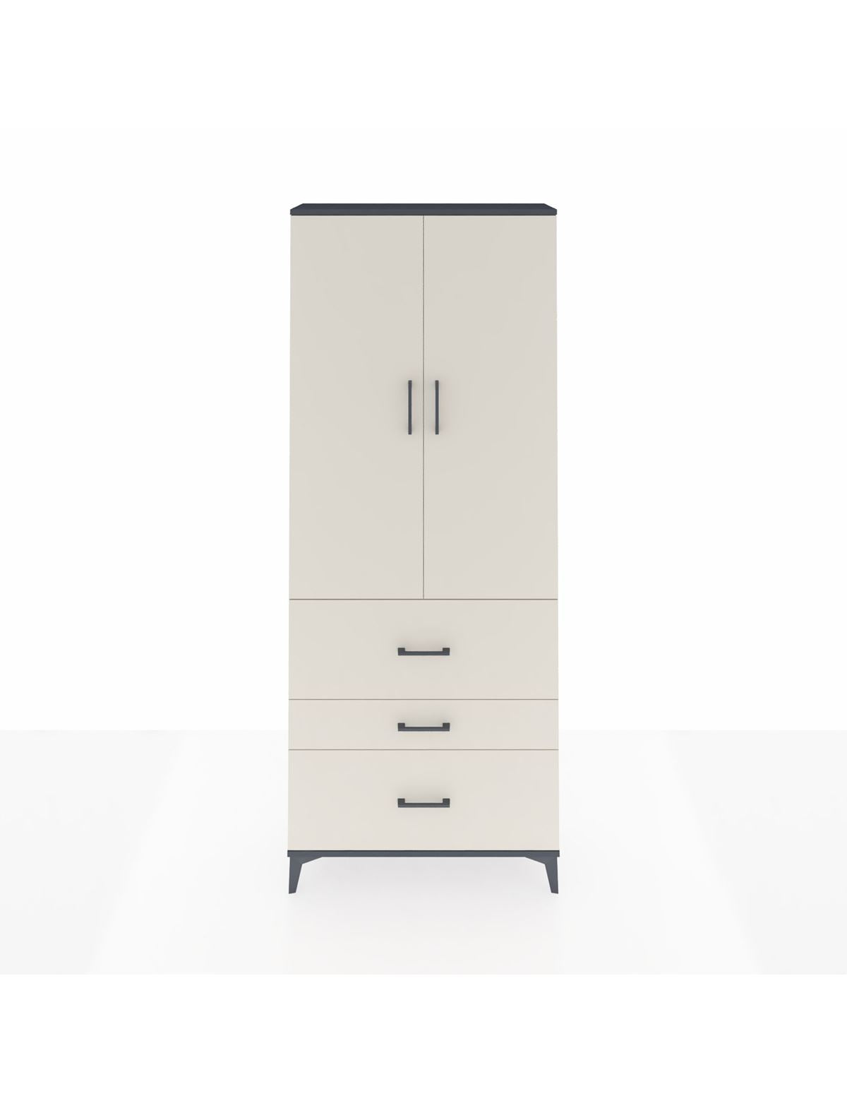 Arges Dolap 2 Raflı 3 Çekmeceli Tek Askılı 88x30x221 Antrasit-Aytaşı