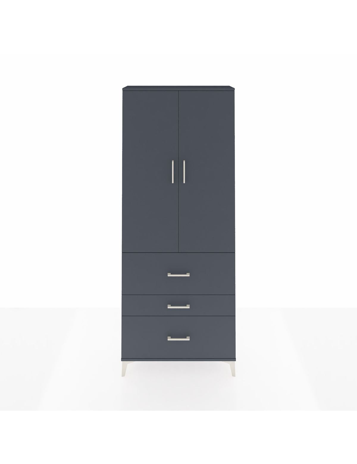 Arges Dolap 2 Raflı 3 Çekmeceli Tek Askılı 88x30x221 Antrasit-Antrasit