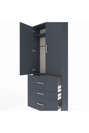 Arges Dolap 2 Raflı 3 Çekmeceli Tek Askılı 88x30x221 Antrasit-Antrasit