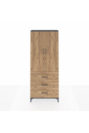 Arges Dolap 2 Raflı 3 Çekmeceli Tek Askılı 88x30x221 Antrasit-Çam