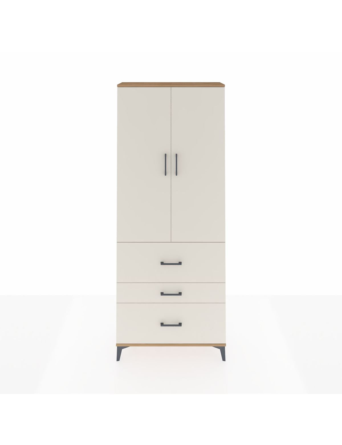 Arges Dolap 2 Raflı 3 Çekmeceli Tek Askılı 88x30x221 Çam-Aytaşı