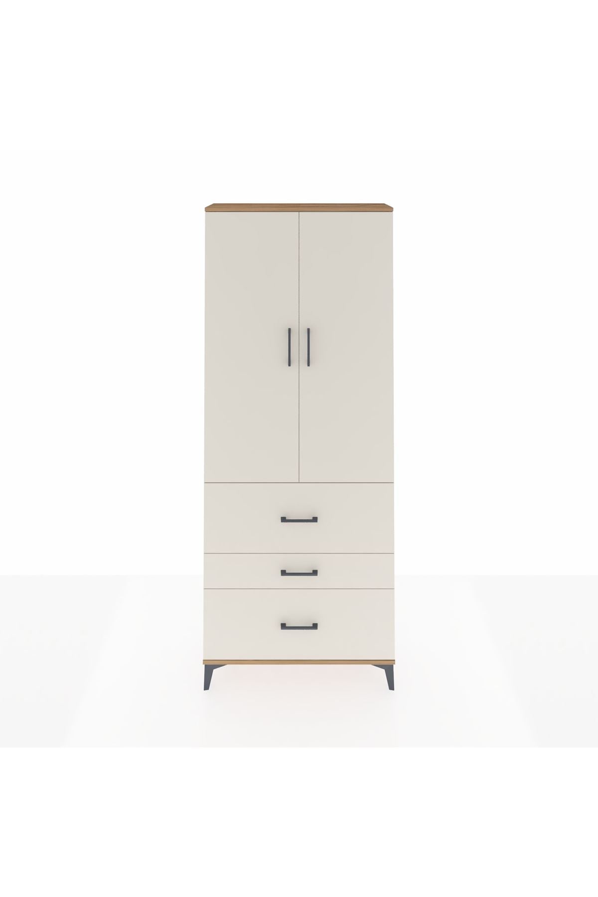 Arges Dolap 2 Raflı 3 Çekmeceli Tek Askılı 88x30x221 Çam-Aytaşı