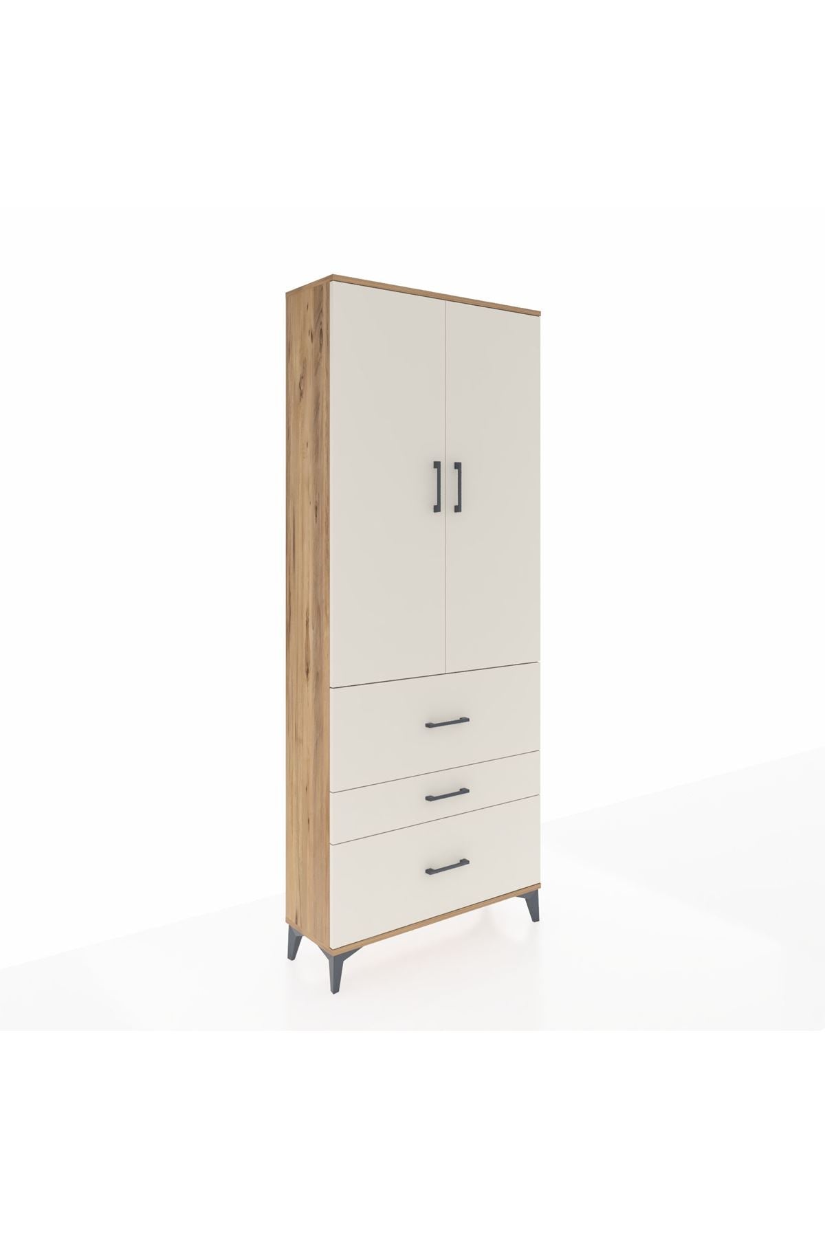 Arges Dolap 2 Raflı 3 Çekmeceli Tek Askılı 88x30x221 Çam-Aytaşı