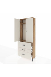 Arges Dolap 2 Raflı 3 Çekmeceli Tek Askılı 88x30x221 Çam-Aytaşı