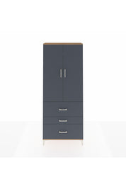 Arges Dolap 2 Raflı 3 Çekmeceli Tek Askılı 88x30x221 Çam-Antrasit