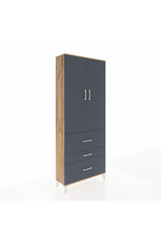 Arges Dolap 2 Raflı 3 Çekmeceli Tek Askılı 88x30x221 Çam-Antrasit