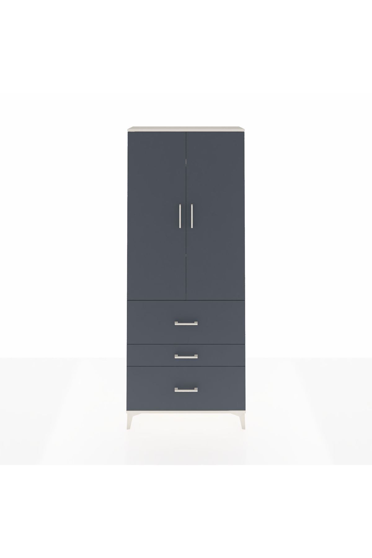 Arges Dolap 3 Raflı 3 Çekmeceli 2 Kapaklı 88x30x221 Aytaşı-Antrasit