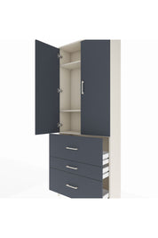 Arges Dolap 3 Raflı 3 Çekmeceli 2 Kapaklı 88x30x221 Aytaşı-Antrasit