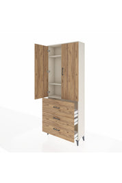 Arges Dolap 3 Raflı 3 Çekmeceli 2 Kapaklı 88x30x221 Aytaşı-Çam
