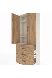 Arges Dolap 3 Raflı 3 Çekmeceli 2 Kapaklı 88x30x221 Aytaşı-Çam