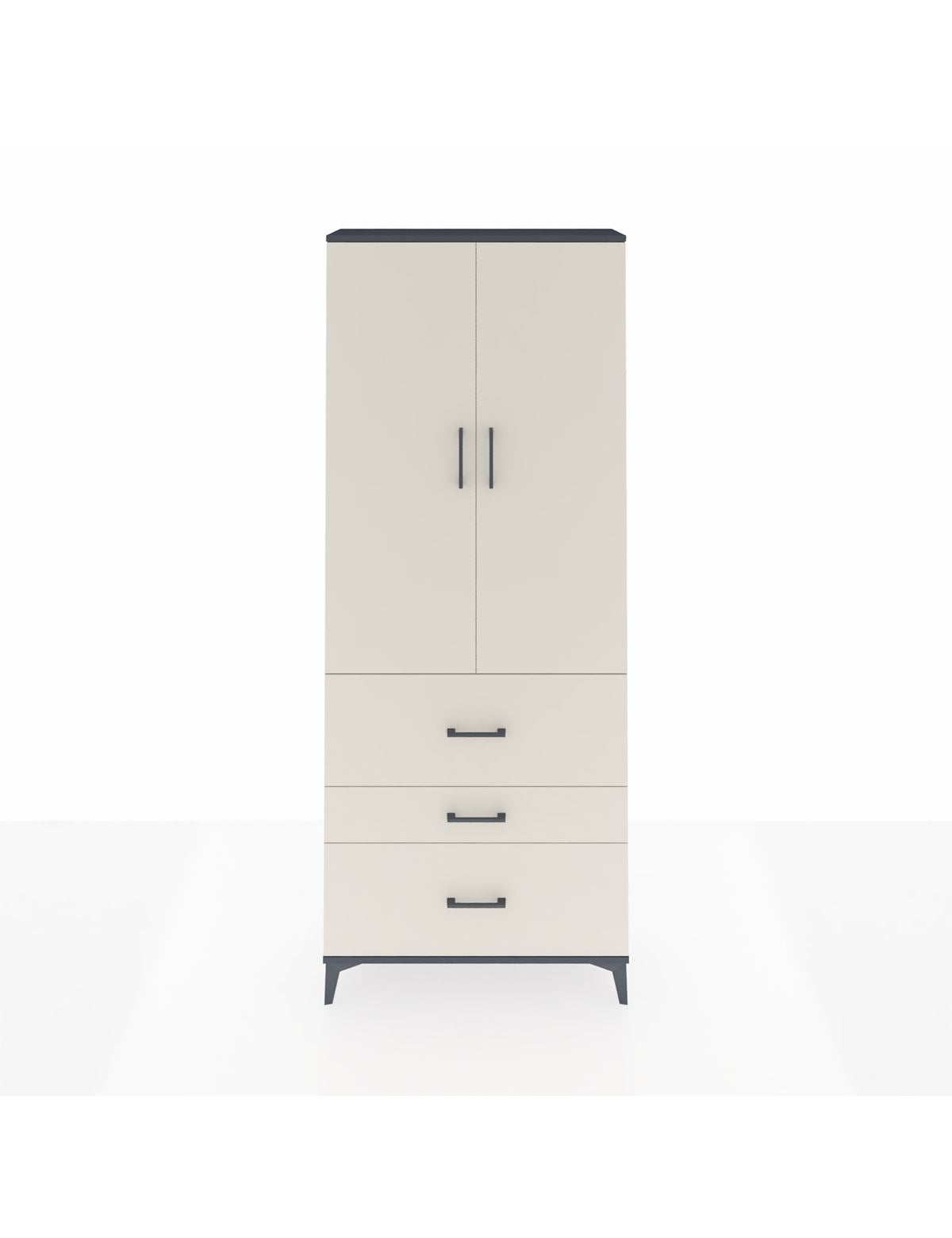 Arges Dolap 3 Raflı 3 Çekmeceli 2 Kapaklı 88x30x221 Antrasit-Aytaşı