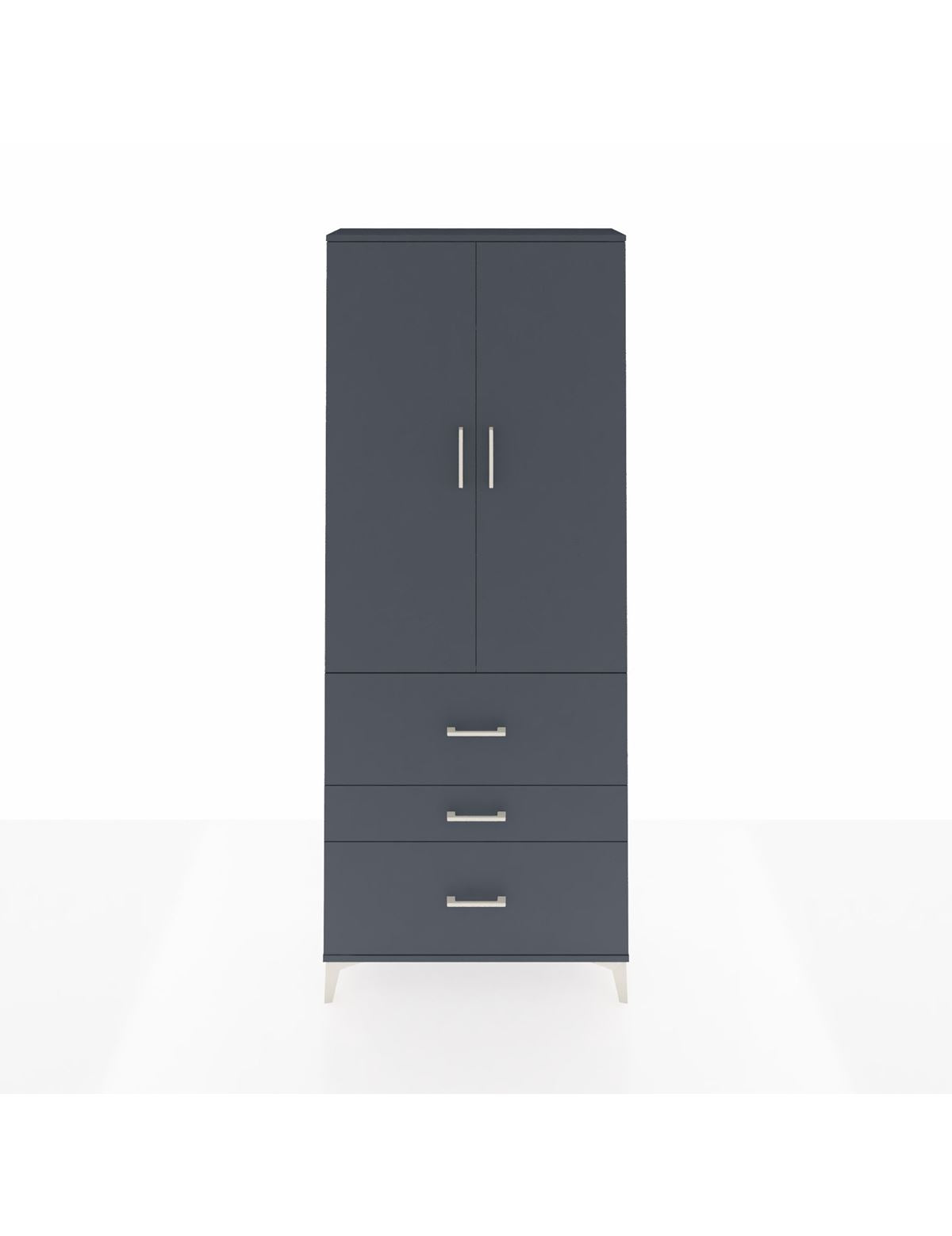 Arges Dolap 3 Raflı 3 Çekmeceli 2 Kapaklı 88x30x221 Antrasit-Antrasit