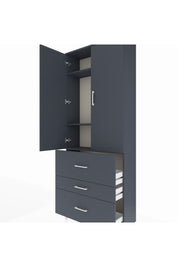 Arges Dolap 3 Raflı 3 Çekmeceli 2 Kapaklı 88x30x221 Antrasit-Antrasit
