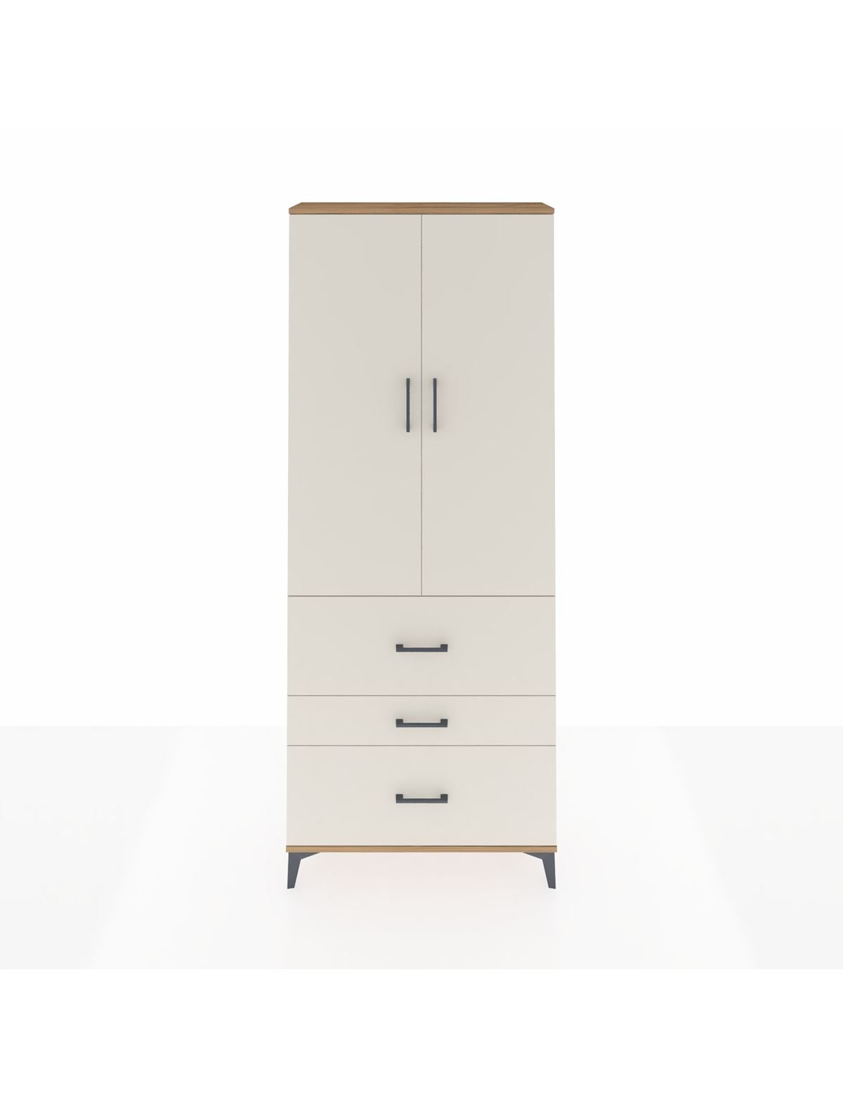 Arges Dolap 3 Raflı 3 Çekmeceli 2 Kapaklı 88x30x221 Çam-Aytaşı