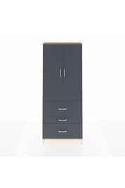 Arges Dolap 3 Raflı 3 Çekmeceli 2 Kapaklı 88x30x221 Çam-Antrasit