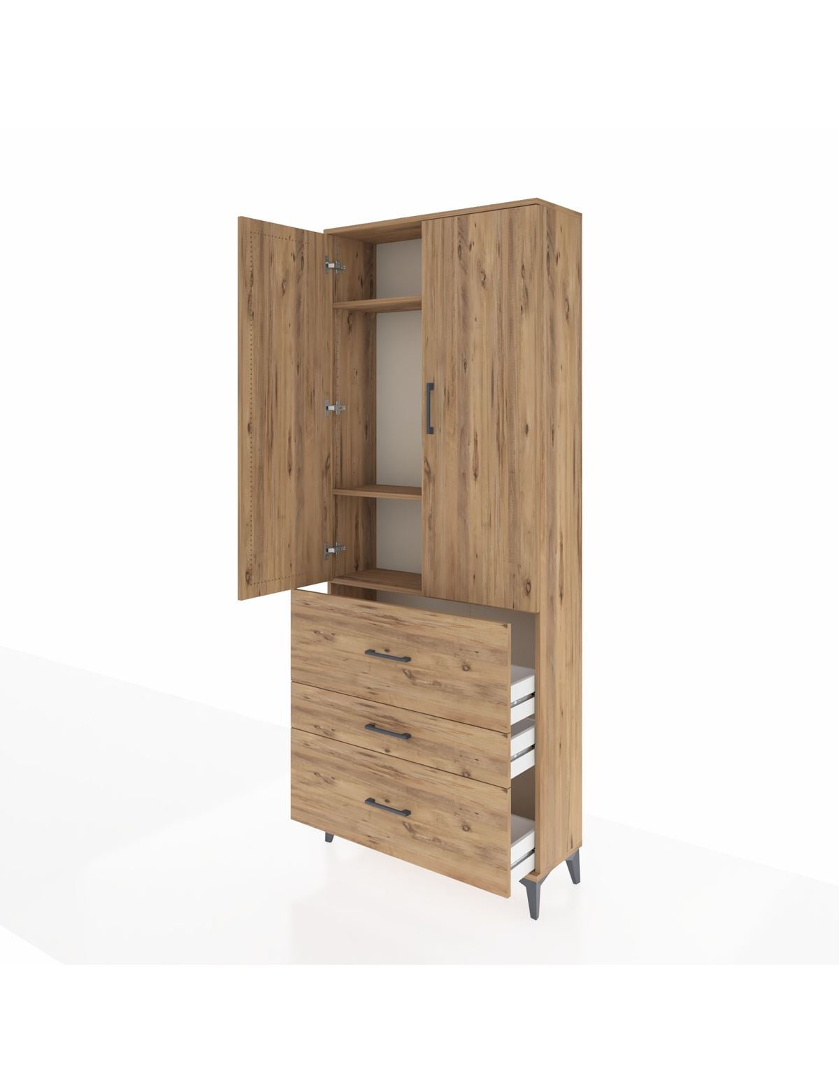 Arges Dolap 3 Raflı 3 Çekmeceli 2 Kapaklı 88x30x221 - S30M092V9A