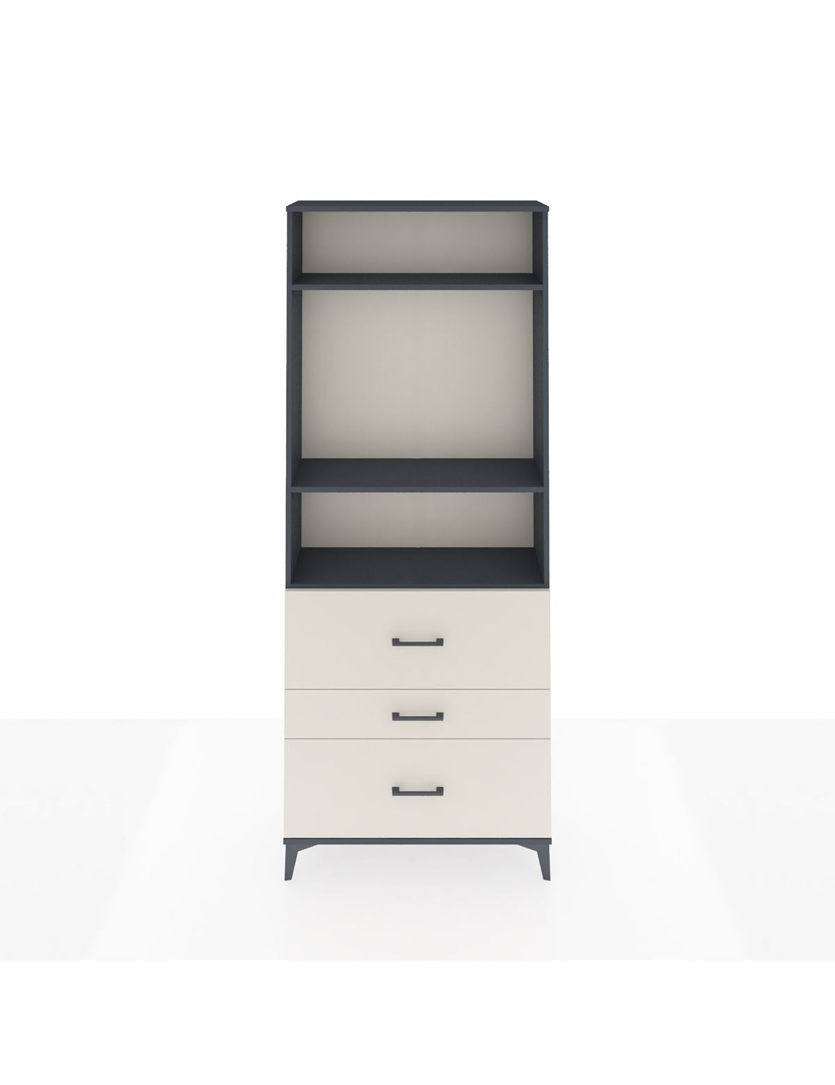 Arges Dolap 3 Raflı 3 Çekmeceli 88x30x221 Antrasit-Aytaşı