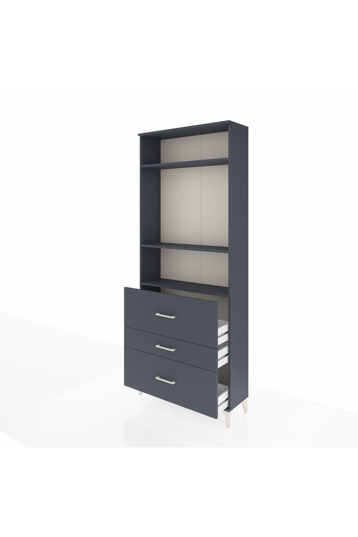Arges Dolap 3 Raflı 3 Çekmeceli 88x30x221 Antrasit-Antrasit