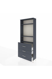 Arges Dolap 3 Raflı 3 Çekmeceli 88x30x221 Antrasit-Antrasit