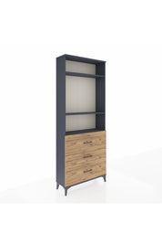 Arges Dolap 3 Raflı 3 Çekmeceli 88x30x221 Antrasit-Çam