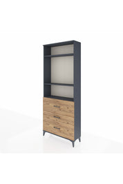 Arges Dolap 3 Raflı 3 Çekmeceli 88x30x221 Antrasit-Çam