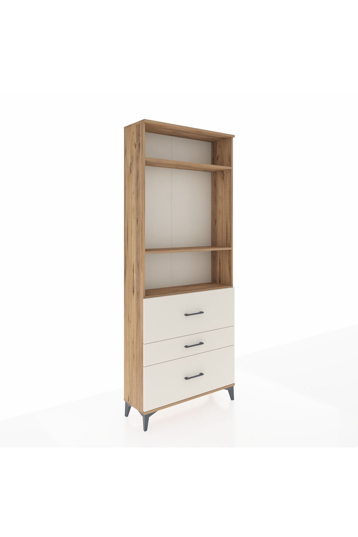 Arges Dolap 3 Raflı 3 Çekmeceli 88x30x221 Çam-Aytaşı