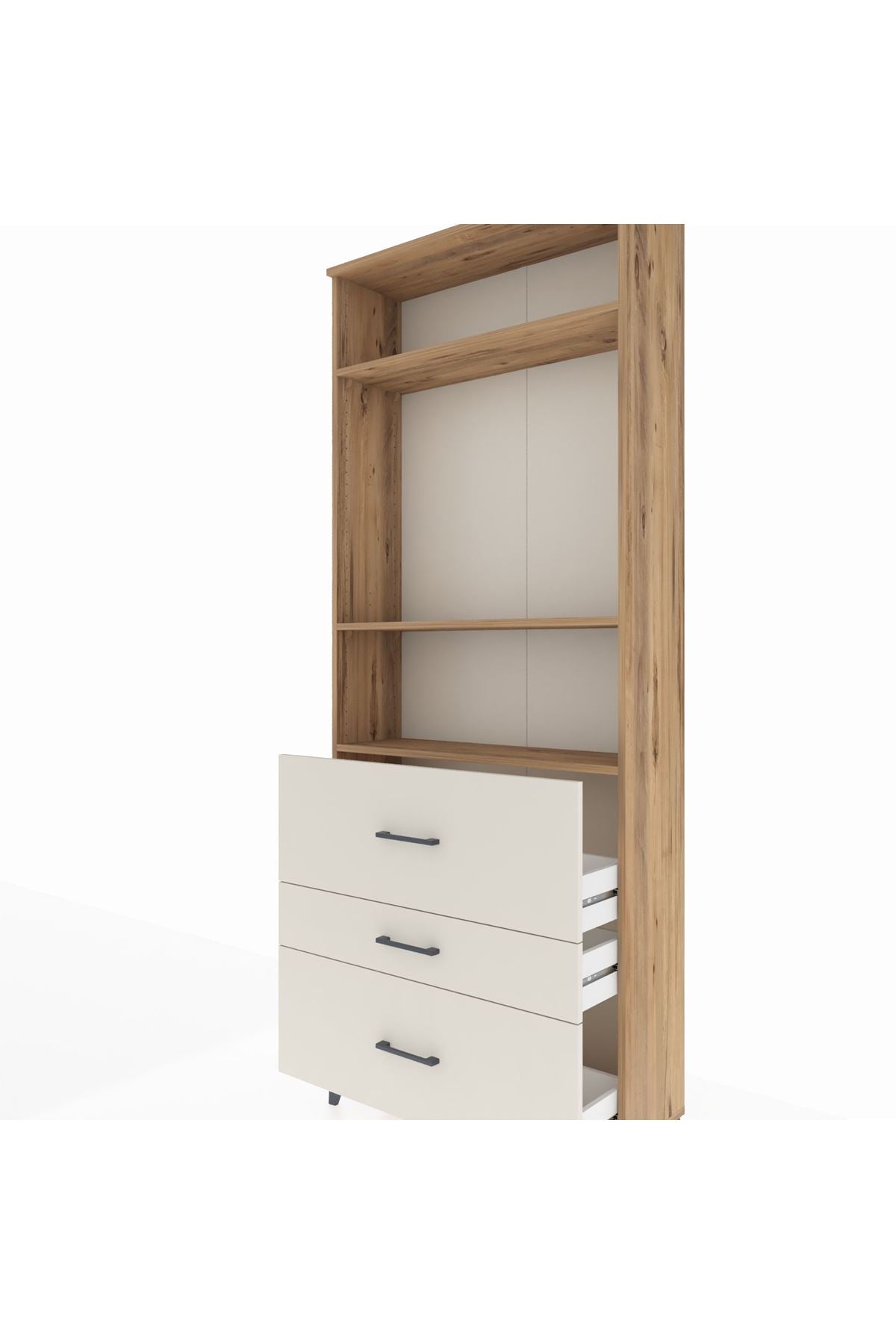 Arges Dolap 3 Raflı 3 Çekmeceli 88x30x221 Çam-Aytaşı